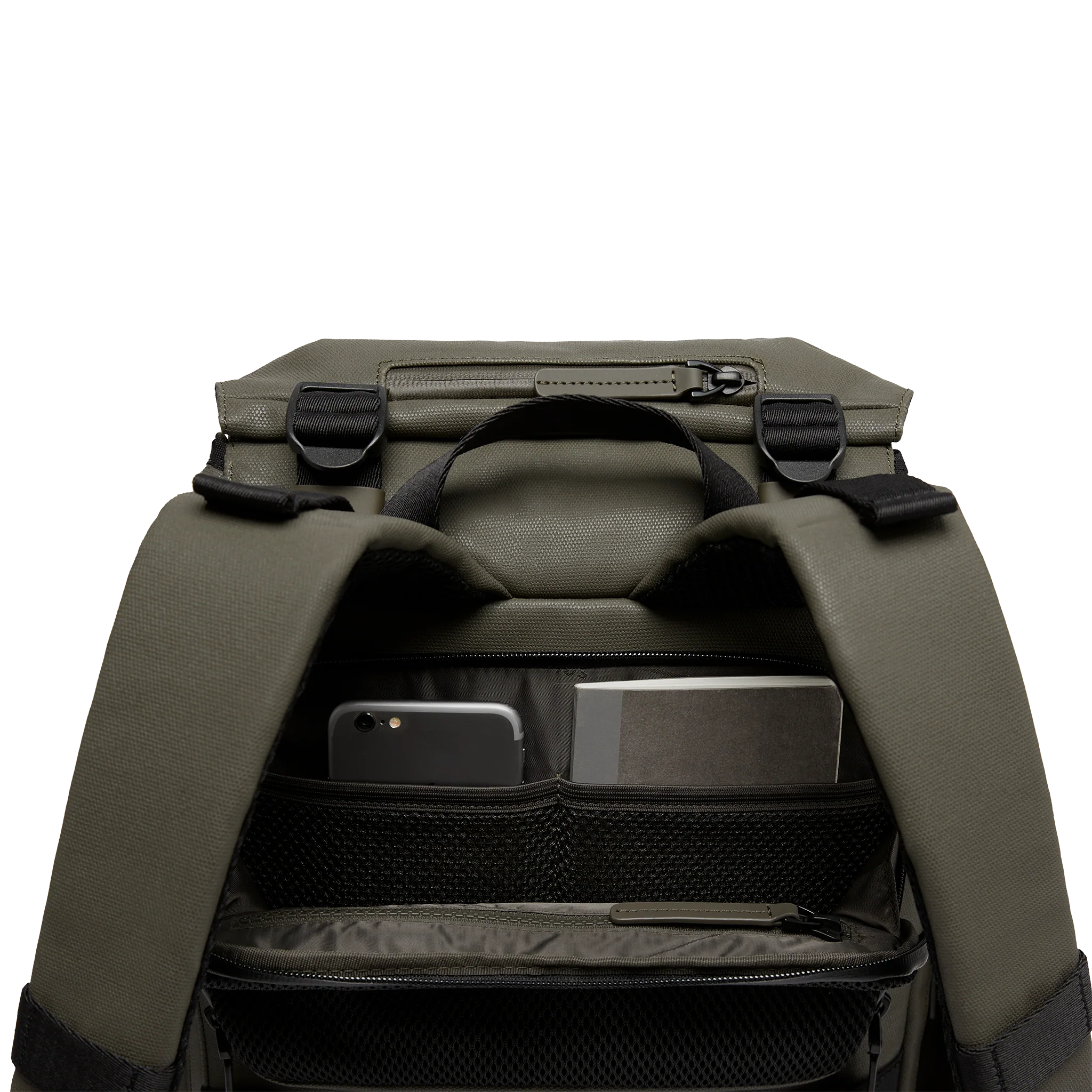 SoFo Backpack City / Dark Olive / Recycled Waxed Canvas - Image 4